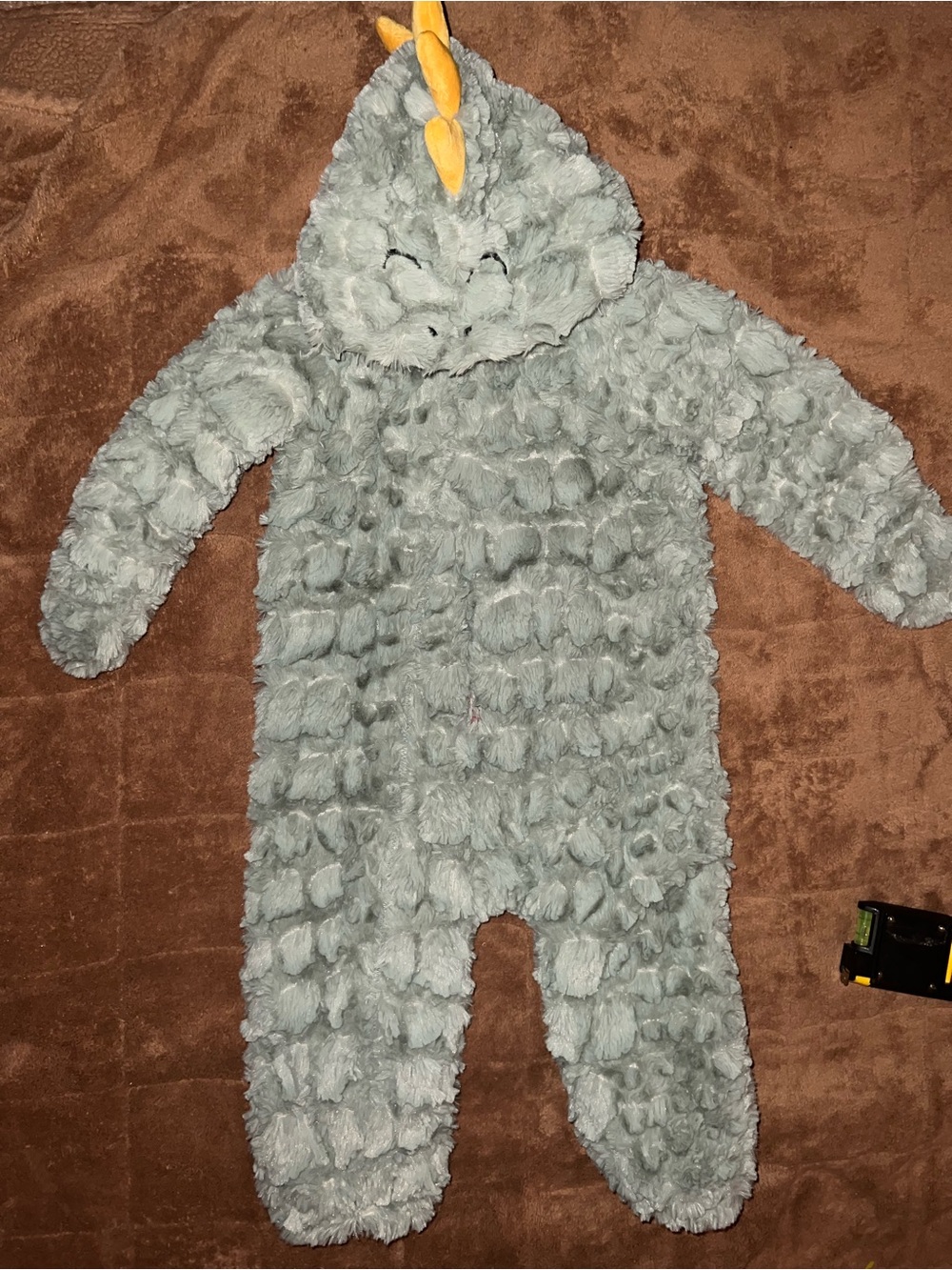 Koala Kids Light Gray Plush Dino Hooded One-Piece 12-18 Months